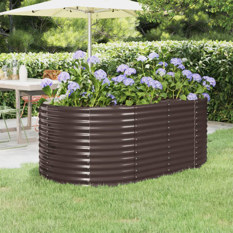 Garden Raised Bed Powder-coated Steel, Brown, 68 cm x 114 cm x 40 cm