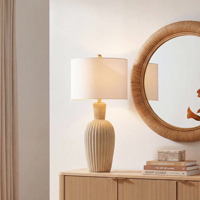 Quinta Resin Table Lamp, Light Gray