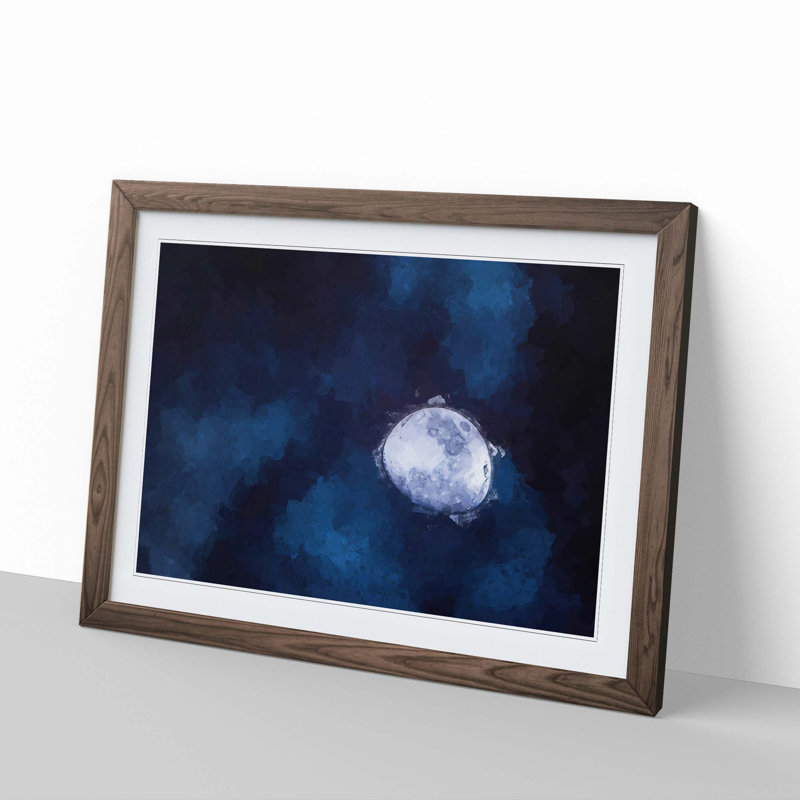 Shadow Moon in Abstract - Picture Frame Graphic Art Print, 60cm H x 91cm W x 2cm D, Walnut