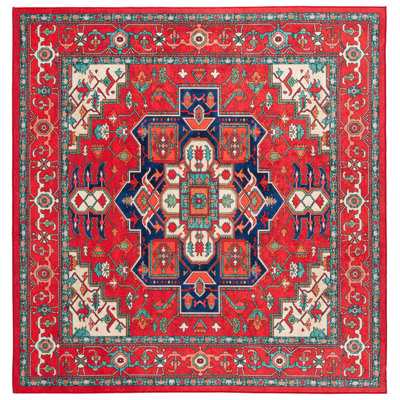 Tapis rouge / beige lavable à la machine Wilhemina Orlando en feutre / velours / film stratifié