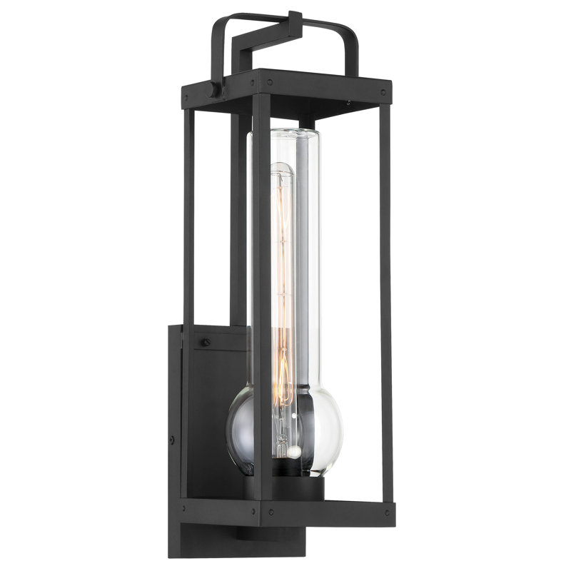Lanterne murale d'extérieur sable et charbon 1 ampoule, H 20 po x l 6,38 po x P 6,63 po