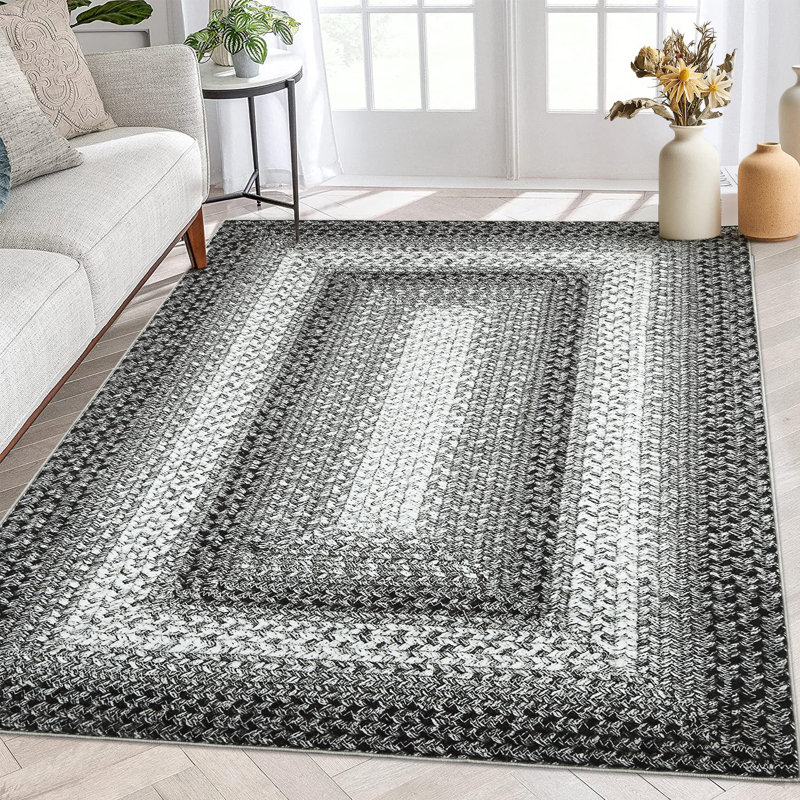 Machine Washable Area Rugs with Non-Slip Backing for Hallway Living Room Bedroom Kitchen and Laundry Room Vintage Carpet Low Pile Rug