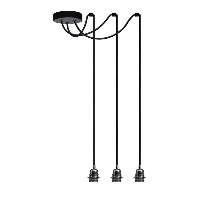 Aaden 3 - Light Bulb Pendant, Black Chrome/Black