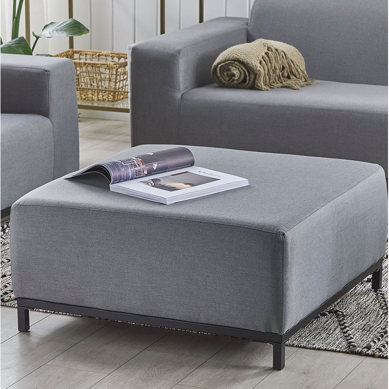 Myaree Upholstered Outdoor Ottoman, Grey