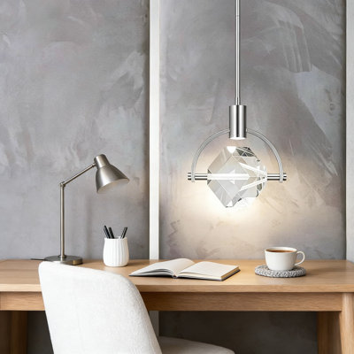 Luminaire suspendu moderne en cristal avec luminaire suspendu à DEL intégré, à intensité variable et à hauteur réglable pour îlot de cuisine, salle à manger, bar et chambre à coucher