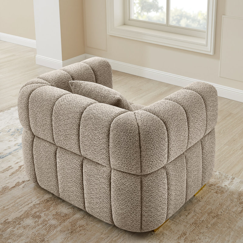44In Oversized Boucle Tufted Accent Chair, Camel