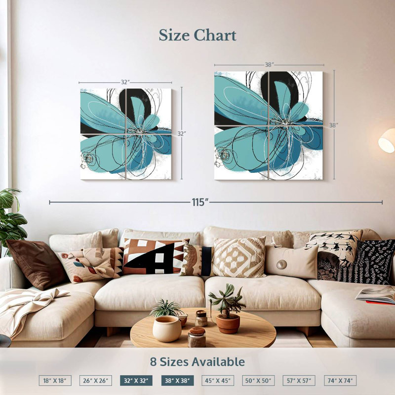 Azul Poetry II, H 38 po x l 38 po