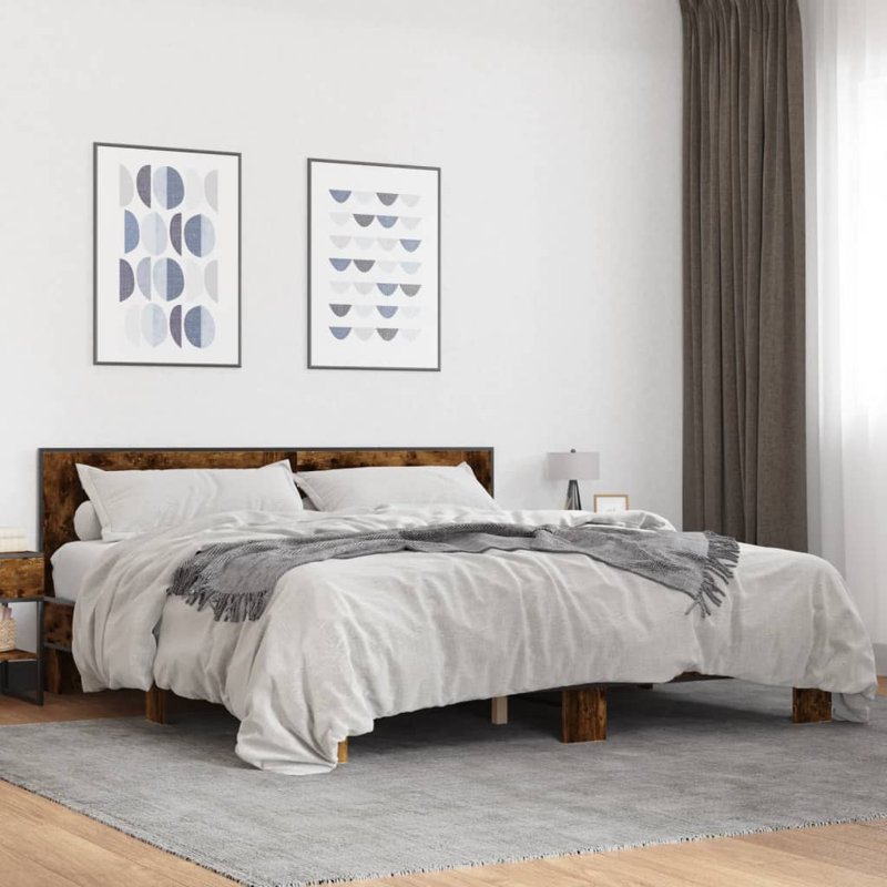 Olgun Open-Frame Bed, Double (4'6), Smoked Oak