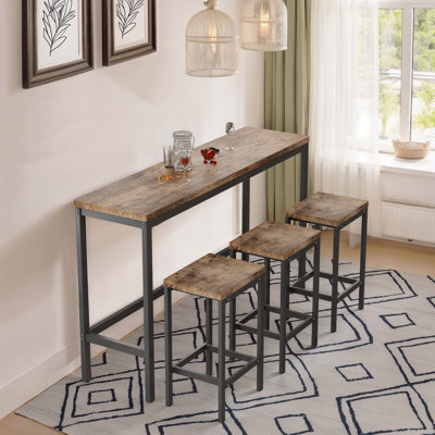 Dining Table Set With 3 Dining Stools
