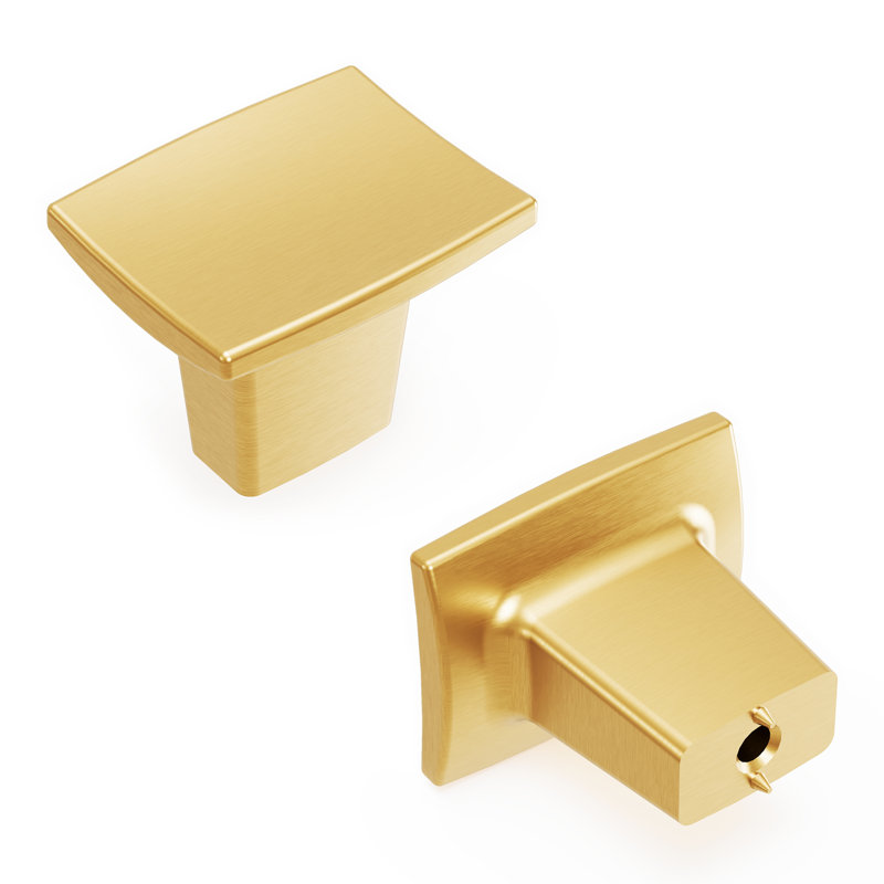 Channel Collection Rectangular Knob - 1-1/4" x 1 " Cabinet Knob Brushed Golden Brass - Contemporary Hardware for Drawers & Cabinets