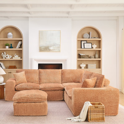 Canapé modulaire moderne 107 po avec revêtement Boucle Wyeth Wyeth