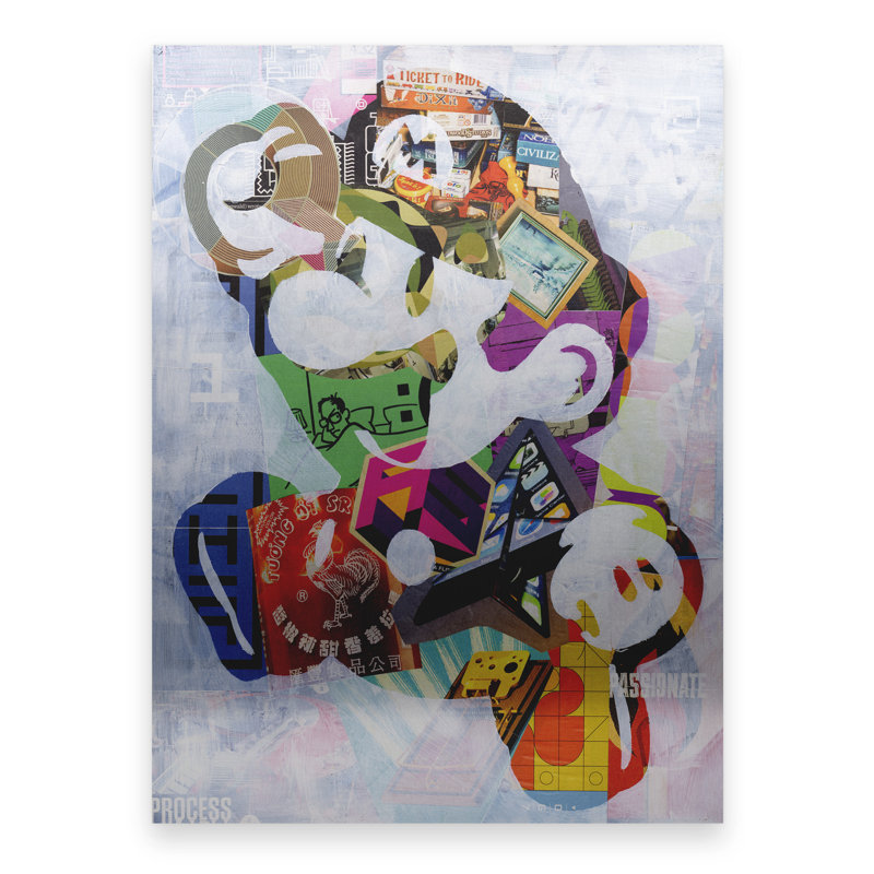 Art flottant en aluminium brossé Artpoptart «Mario»