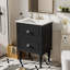 Ensemble de meuble-lavabo 24 po avec lavabo en céramique, armoire de rangement moderne avec 2 tiroirs et cadre en bois massif