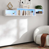 Mounted Floating Bookshelf with LEDs and Charging Station