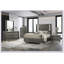 Commode 5 tiroirs de style contemporain avec dessus doublé de feutre, finition gris foncé et motif de feuille élégant