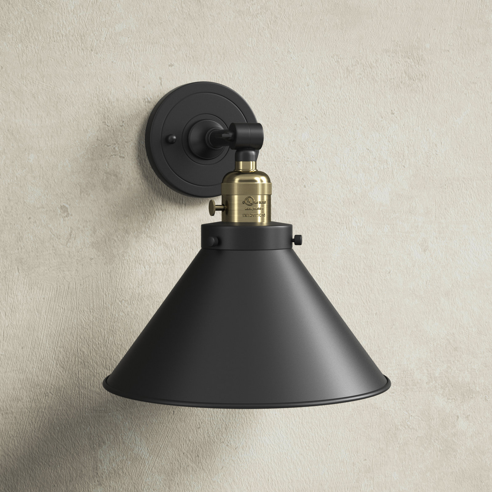 Dillon Single Light Dimmable Armed Sconce, Matte Black, Black Antique Brass, 3 W LED Vintage Dimmable Bulb