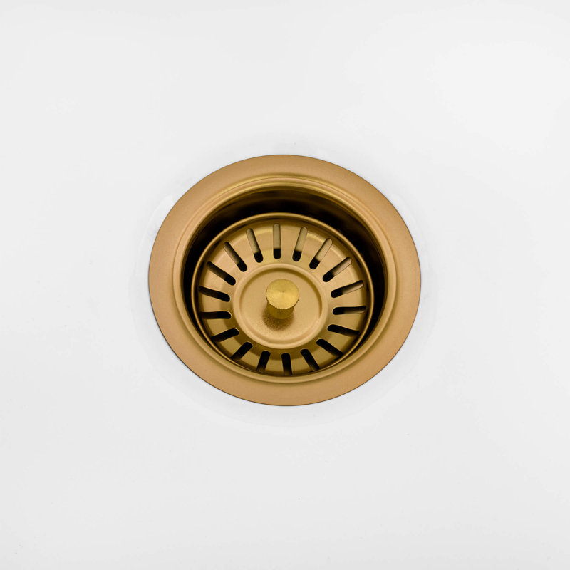 Ruvati Basket Strainer for Thick Fireclay Kitchen Sink Drain Assembly, Gold