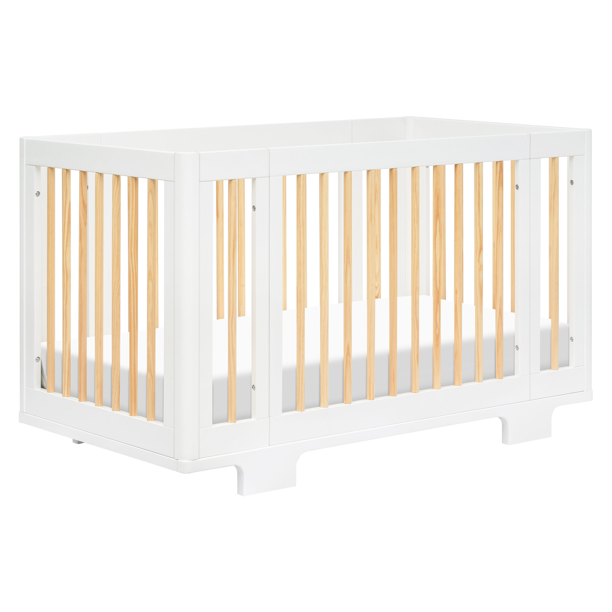 Yuzu 8-In-1 Convertible Crib With All-Stages Conversion Kits, White/Natural