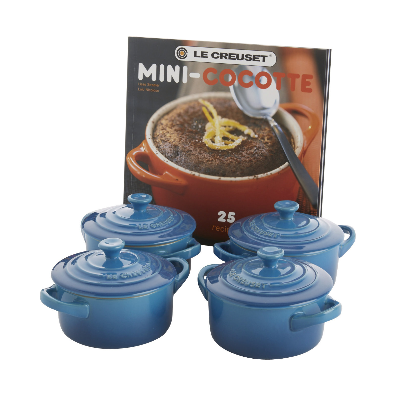 Le Creuset Stoneware 8 oz. Mini Round with Lids and Cookbook, Marseille