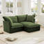 Canapé modulaire 2 places avec repose-pieds convertible, siège profond en forme de L pour les salles familiales | Vert sauge | Chenille
