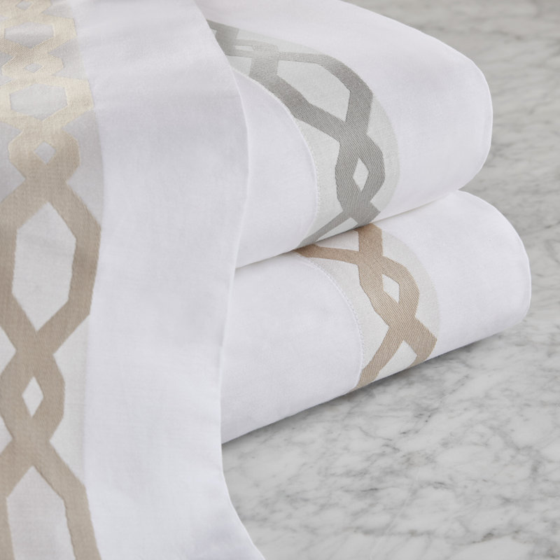 Ensemble de draps pour lit très grand 100% satin de coton 300TC Signature Hem, Gris