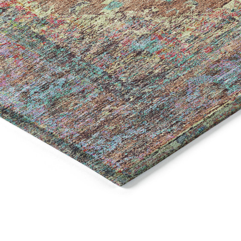 Machine Washable Indoor/Outdoor Xhevrie Orange Rug, Rectangle 5' x 7'6"