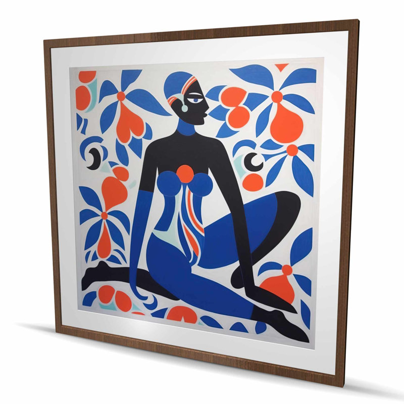 Beautiful posture - Blue Abstract Framed Matted Print Decor