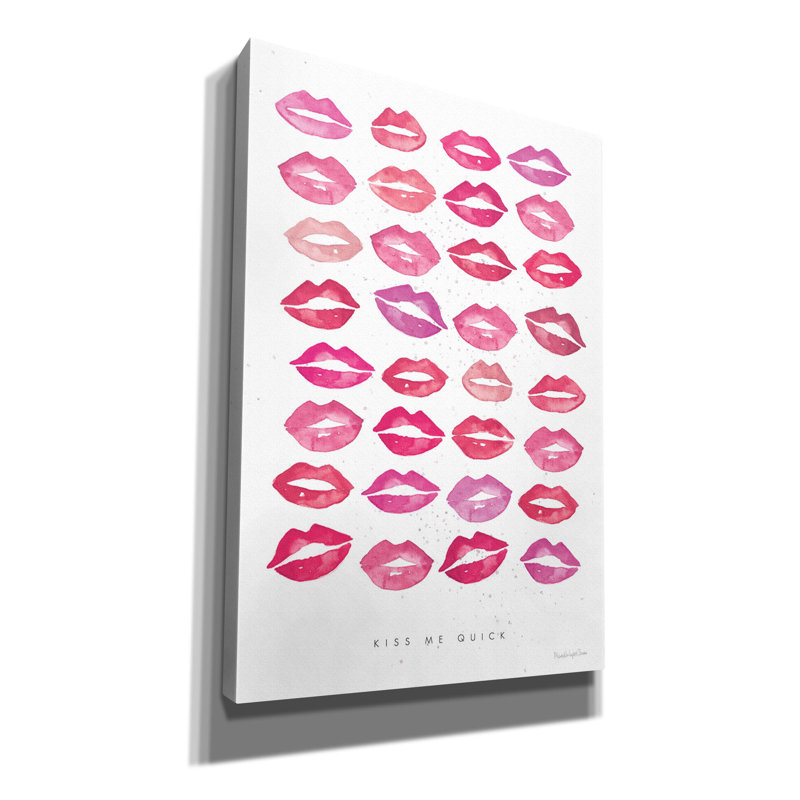 Toile épique Graffiti «Kiss Me Quick Pink» par Mercedes Lopez, 18 po x 26 po, H 26 po x l 18 po x P 0,75 po