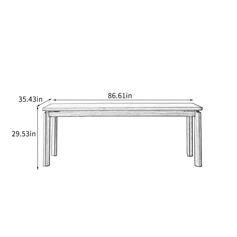 Simple Solid Black Walnut Dining Table., 29.53"H x 86.61"L x 35.43"W