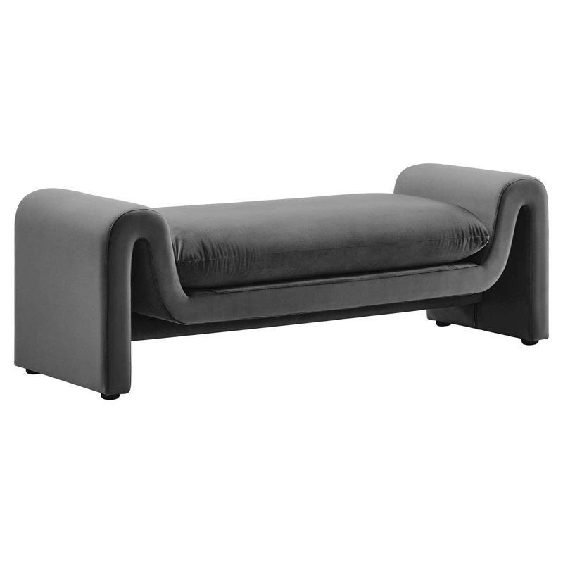 Modway Waverly Performance Velvet Bench, Gray