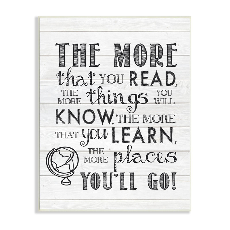 «The More You Read Quote», art textuel, Bois, H 15 po x l 10 po
