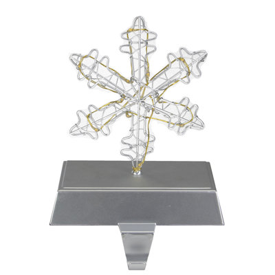 7.5" LED Lighted Silver Wired Snowflake Christmas Stocking Holder
