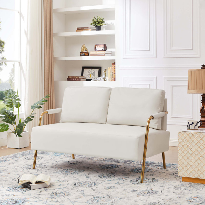 Causeuse rembourrée en tissu 50 po Nawatha, Beige