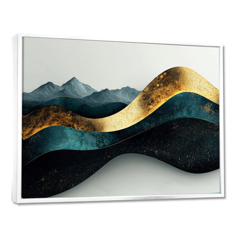 «Minimal Mountains Solitude Horizon», art mural abstrait, H 12 po x l 20 po, Avec cadre, Blanc