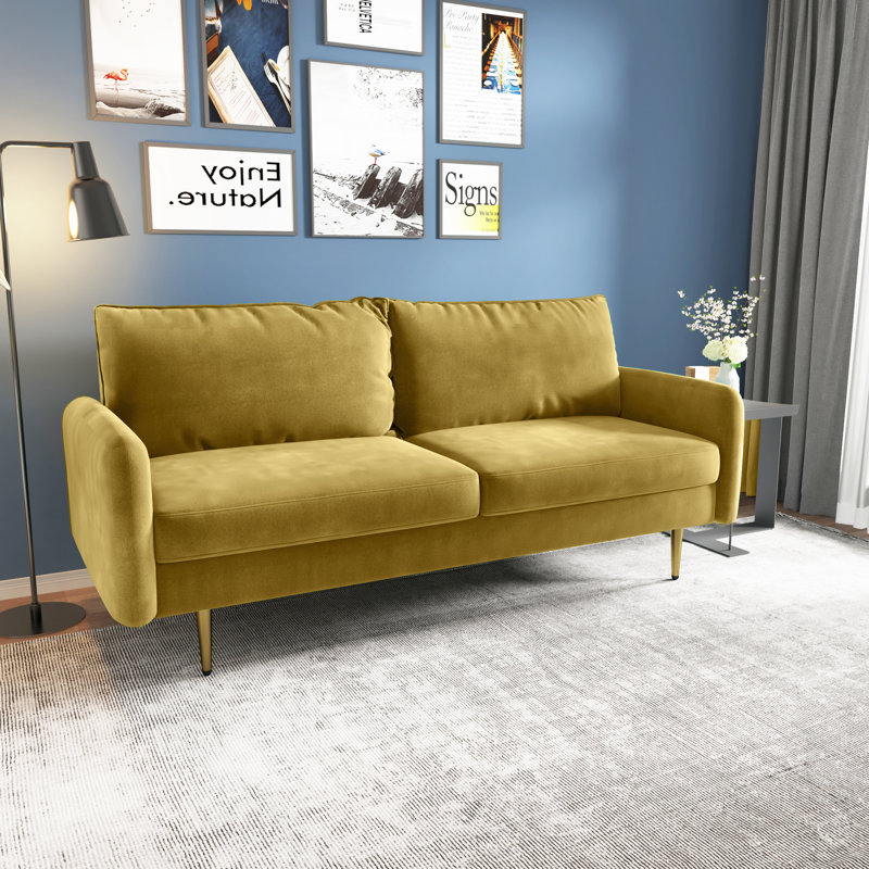 Siniard 70'' Upholstered Sofa, Gold 100% Polyester, 33.1" H X 70" W X 31.7" D