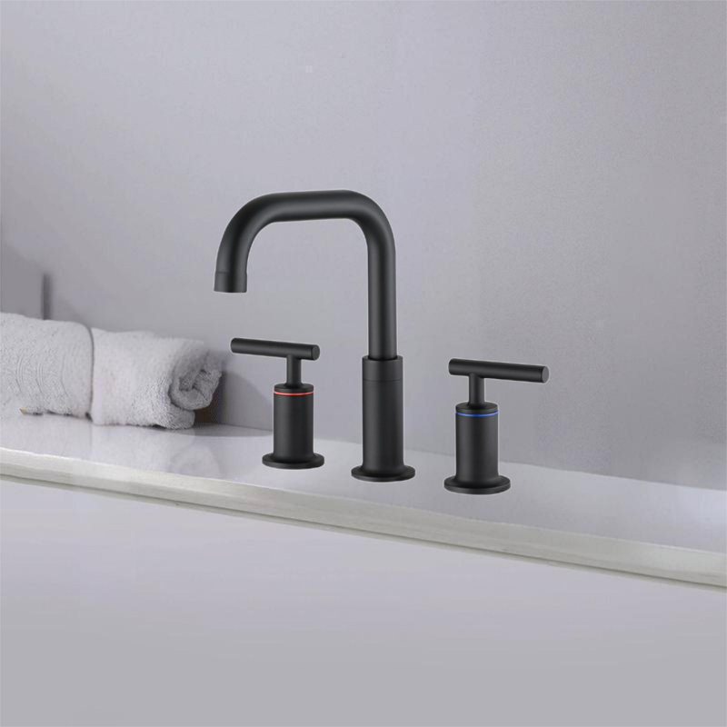 Widespread Bathroom Faucet with Drain Assembly, Matte Black
