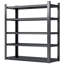 Étagères de rangement à 78 niveaux H 78 po - Métal robuste de 2000 lb, réglable pour la salle de sport, noir au sous-sol + tablettes en métal gris, capacité, garage, chambre à coucher, noir-120653651