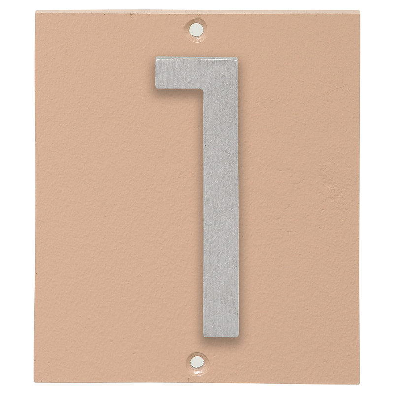 Plaque d’adresse murale sur 1 ligne flottante, Aluminium brossé, Taupe, Oui