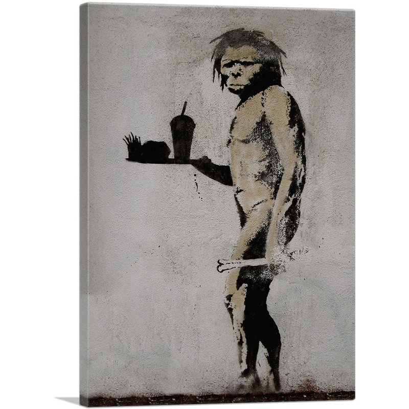 «Caveman Fast Food» par Banksy, impression sur toile tendue, H 26 po x l 18 po x 1,5 po
