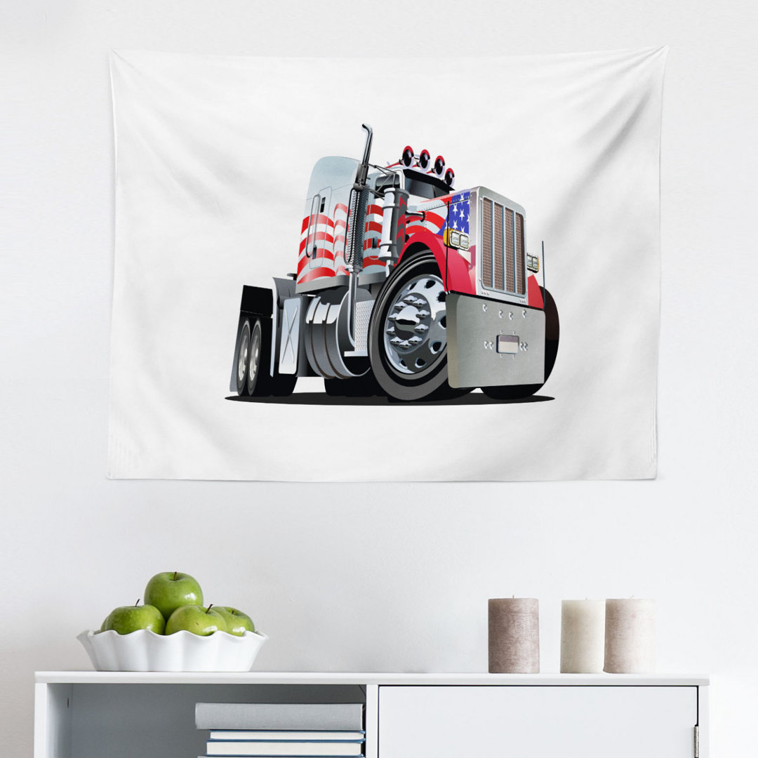 Wandbehang Amerikanische Flagge Thematische Semi 18 Wheeler Patriotische Transport Industriefahrzeug