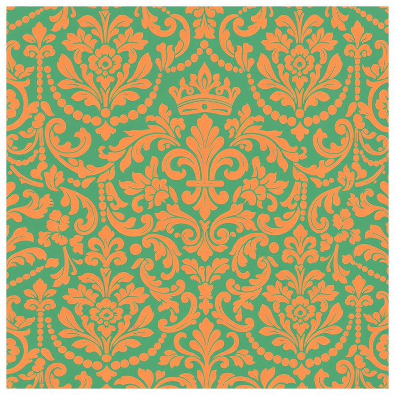 Couvertures damassées orange et vertes, 60in W x 80in H