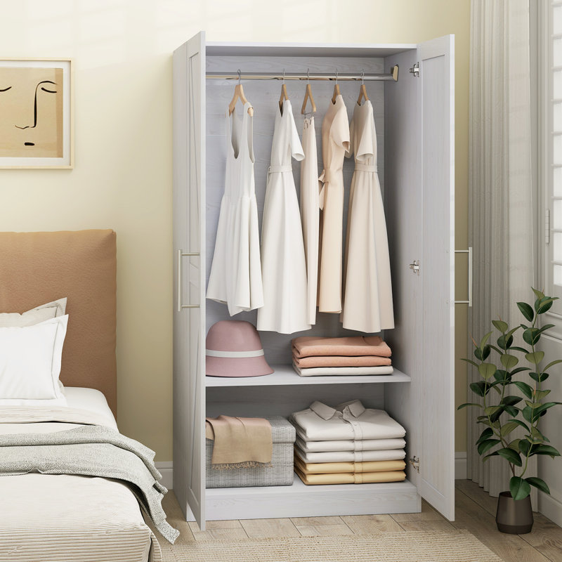 Armoire-penderie Armoire avec 2 portes de grange et armoire blanche, Blanc