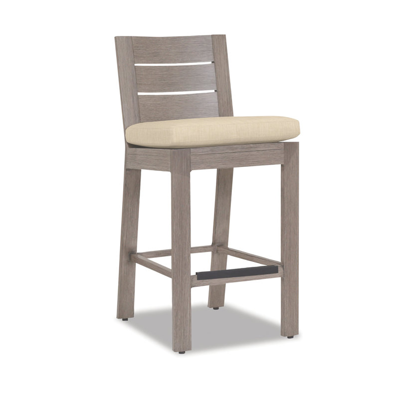 Laguna Aluminum Outdoor Stool with Cushion, Canvas Flax Sunbrella®, Bar Stool (29" Seat Height)