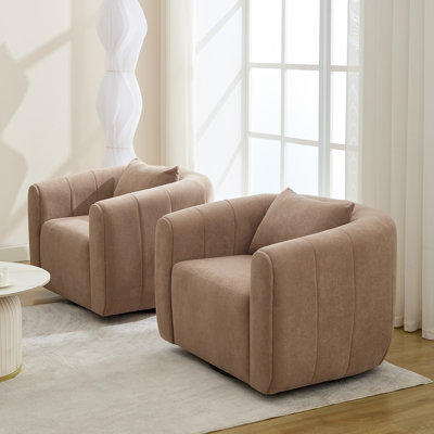 36" W Upholstered Swivel Barrel Chairs