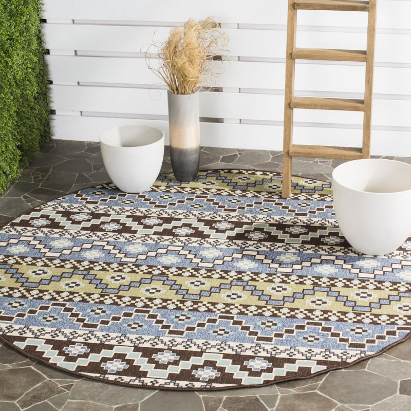 Northpoint Southwestern Indoor/Outdoor Area Rug, Round 6'7"