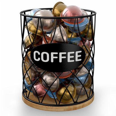 Support à dosettes de café pour le comptoir - K organisateur de tasse pour le bar à café, organisateur essentiel de dosette de café, noir et bois
