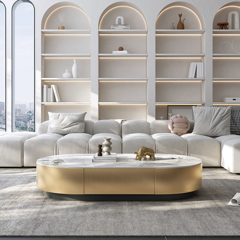 Table basse Modern, H 12,6 po x L 51,2 po x l 27,6 po, Doré