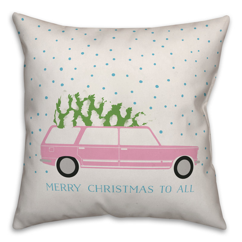  Housse de coussin Christmas Station Wagon, 16 po x 1 po, Polyester/ Bourre en polyester