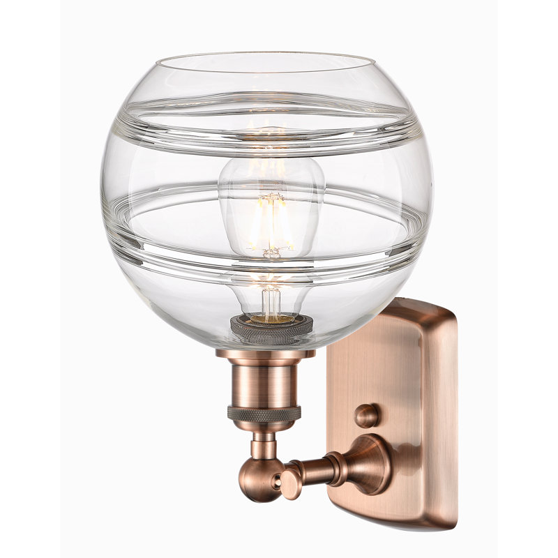Applique murale 1 lumière Ballston Bienes, Transparent, H 10,88 po x l 8 po x P 8,13 po, Cuivre antique
