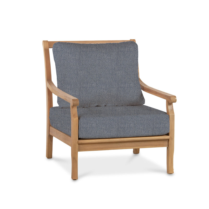 Stockton Teak Outdoor Lounge Chair, Iona Denim